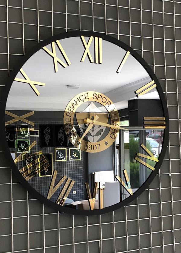 ÖZEL İŞÇİLİK AYNALI DUVAR SAATİ