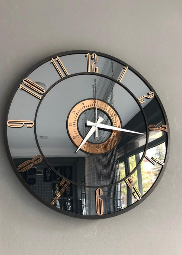 ÖZEL İŞÇİLİK AYNALI DUVAR SAATİ